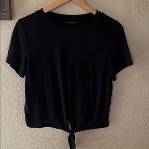 SHEIN Black Tie-Front Tee